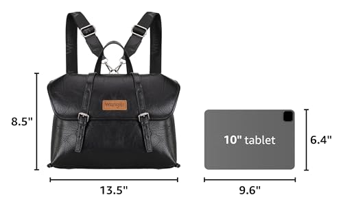Wrangler Laptop Bag for Women Messenger Bag Briefcase Computer Backpack Convertible Satchel Bag - color: Black, size: 13 inch