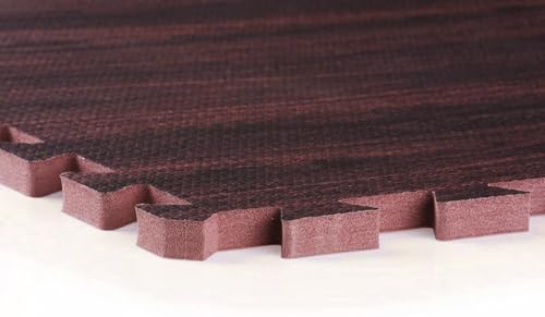100 Sq. Ft 3/8 Inch Thick Printed Foam Tiles Interlocking Foam Mat, Dark Wood Oak Grain Style - (24" x 24", 25 pcs), Protective Flooring for Home, Exercise or Trade Show - color: Dark Oak