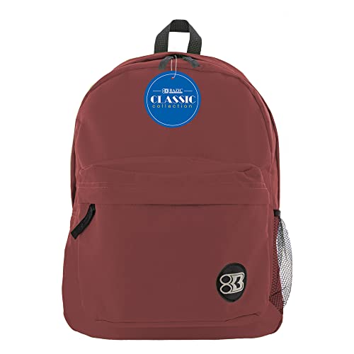 BAZIC 1059 Classic Backpack, Burgundy, 17" - color: Burgundy, size: 17"
