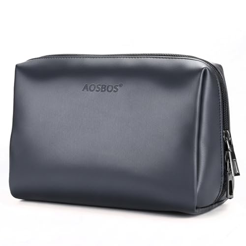 Aosbos Makeup Bag Travel Size Cosmetic Bag Zipper Makeup Pouch for Women Travel Essentials Cosmetic Pouch Makeup Organizer Purse, Blue Black - color: Blue Black