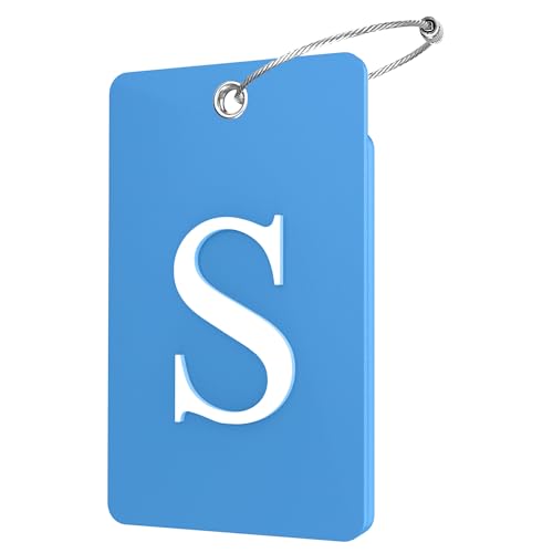 Gostwo 2 Pack Luggage Tags for Suitcases, 26 Initial Letter Travel Luggage Baggage Identification Labels ID Tag Fully Bendable Tags with Stainless Steel Loop (Blue) (Letter S) - color: Blue, size: Large S