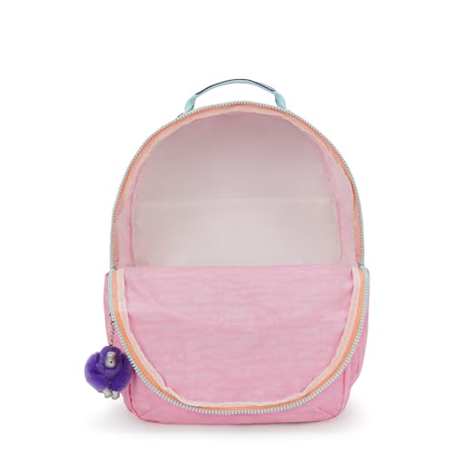 Kipling Women's Seoul Extra Large 17" Laptop Backpack, Durable, Roomy with Padded Shoulder Straps, Built-In Protective Sleeve - color: Bubblegum Pink Mix Pop, size: 13.5''L x 17.75''H x 9''D