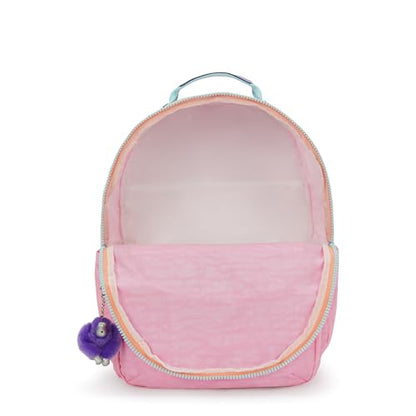 Kipling Women's Seoul Extra Large 17" Laptop Backpack, Durable, Roomy with Padded Shoulder Straps, Built-In Protective Sleeve - color: Bubblegum Pink Mix Pop, size: 13.5''L x 17.75''H x 9''D
