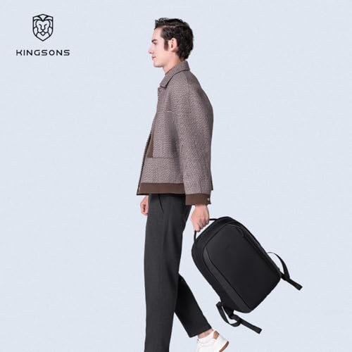 Kingsons 15.6 Inch Laptop Compartment Backpack for Men,Waterproof Slim Durable Business Backpack for Work，Travel (KS25458-Black-US-1) - color: Ks25458-black-us-1