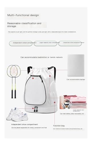 Multifunctional sports bag, backpack, independent shoe compartment, can hold basketball, badminton and tennis(Pink) - color: Pink