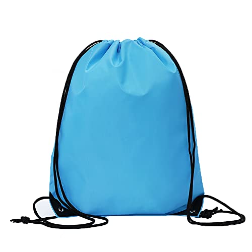 Bulk Drawstring Bags, Polyester Draw String Bags, Gym Sports Cinch Bag Drawstring Backpack for Women Men - color: Sky Blue