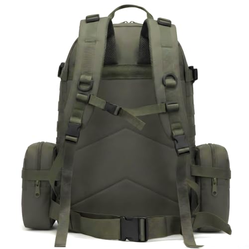 Military Tactical Backpack for Men 60L Waterproof Bug Out Bag Survival Rucksack Go Bag Emergency Molle System Army 3 Day Assault Pack for Hiking Hunting Camping Green - color: Green