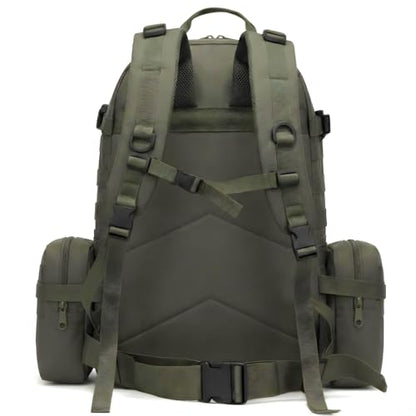 Military Tactical Backpack for Men 60L Waterproof Bug Out Bag Survival Rucksack Go Bag Emergency Molle System Army 3 Day Assault Pack for Hiking Hunting Camping Green - color: Green