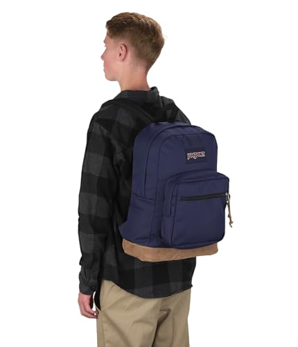 JanSport Right Pack Backpack - Durable Daypack with Padded 15" Laptop Sleeve, Spacious Main Compartment & Integrated Water Bottle Pocket - Navy - color: Navy