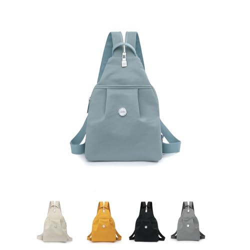 Convertible Mini Backpack for Women – Nylon Chest Bag and Shoulder Daypack with Multiple Pockets, Lightweight & Waterproof (Blue) - color: Blue