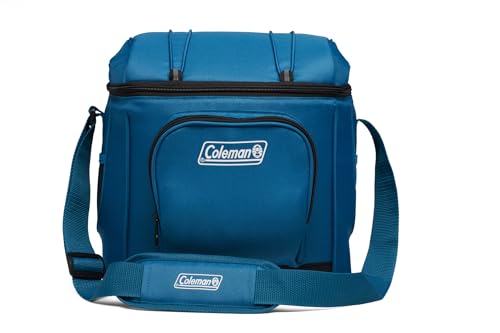 Coleman Chiller Insulated Soft Cooler, Leakproof 9/16/30 Can Cooler with 12+ Hour Ice Retention, Made with Recycled Materials, Great for Lunch, Camping, Beach, Pool, Sports, & More - color: Blue, style: 16 Can
