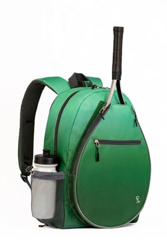 Kids Tennis Backpack, Boys and Girls Junior Bag, For Junior Tennis Rackets, Multiple Pockets with Shoe Compartment, Mesh Padded Straps - color: Green