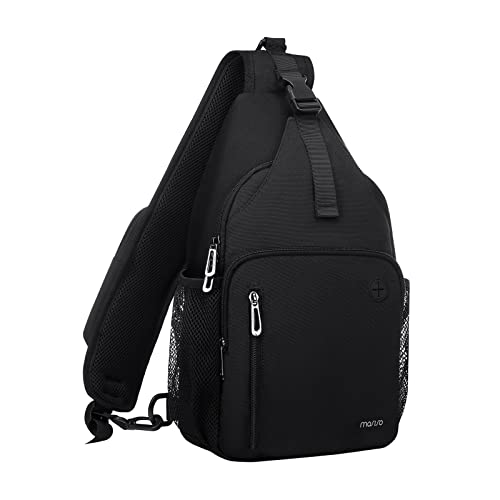 MOSISO Sling Backpack Bag, Crossbody Shoulder Bag Travel Hiking Daypack Chest Bag with Front Square Pocket&USB Charging Port - color: Black