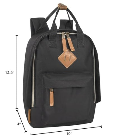 MADISON & DAKOTA Canvas Mini Backpack for Everyday & Day Pack Rucksack in Solid Color Blocks (Black) - color: Black