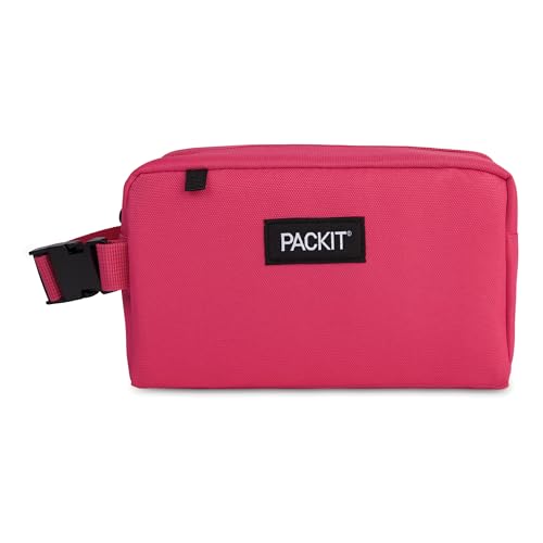 PackIt Freezable Snack Box, Magenta, Built with EcoFreeze Technology, Collapsible, Reusable, Zip Closure with Buckle Handle, Designed For Work Snacks, Fresh Snacks On the Go, Adults, and All Ages - color: Magenta