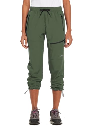 baleaf Women's Hiking Pants Quick Dry Lightweight Water Resistant Elastic Waist Cargo Pants for All Seasons - color: 29''-army Green, size: X-Small