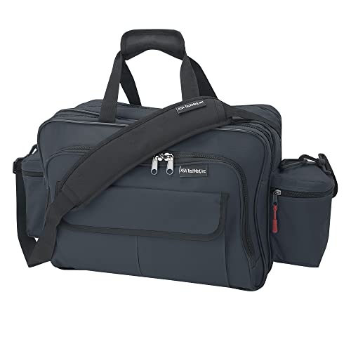 ASA TECHMED Nursing Bag with Compartments – Durable Medical Equipment Shoulder Bag for Nurses, Physicians, EMTs, Multi-Pocket, Nylon Reinforced, Adjustable Straps (Black) - color: Black
