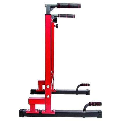 BalanceFrom Steel Frame Dip Station with Adjustable Height, 500 Pound Weight Capacity – Upper Body Workout Home Gym Equipment for Triceps, Push & Pull Ups, Leg Raises, and Bench Press - color: Red