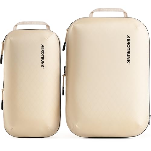 Aerotrunk Ultralight Compression Packing Cubes - Lightweight Travel Organizers for Suitcases and Luggage (3-Pack, Beige) - color: Beige, size: 3-Pack