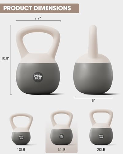 PAETA Soft Kettlebell for Home Fitness – Anti-Slip Grip & Wide Handle Design,Soft Kettlebell Set, Gentle Floor-Friendly Impact – 10lbs, 15lbs, 21lbs, for Home Functional Training - color: 45lbs White
