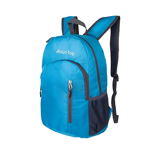MounTop Outdoor Lightweight Foldable Water Resistant Backpack for Travel Hiking Riding - color: Blue