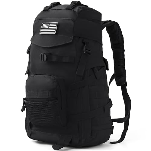 50L Tactical Backpack for Men and Women, Water-Resistant Molle Rucksack, Large Military Assault Pack for Hiking, Hunting, Camping, Gym & Outdoor Survival Black - color: Black, size: Large-50L