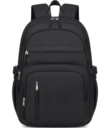 JIANYA Laptop Backpack for College Women Travel Backpack Big Student School Bag, Water Resistant Fits 15.6" Notebook - color: Black