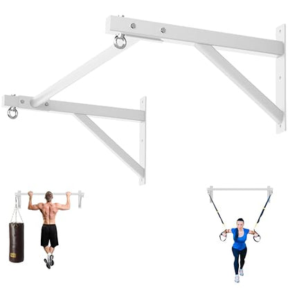 Pull Up Bar Wall Mounted, Heavy Duty 650 lbs Capacity Chin Up Bar, 48" Multi-Grip Strength Training Pull-up Bars, for Home Gym Garage/Backyard Total Body Workout, Ease Of Use Mounting - color: White