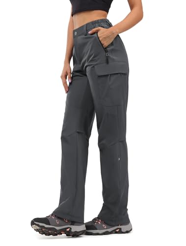 Moosehill Womens Hiking Pants Lightweight: Quick-Dry Stretch Breathable for Hiking Cargo Travel Outdoor Pants with 5 Pockets - color: Dark Grey, size: 2