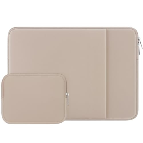 RAINYEAR Laptop Sleeve Case Compatible with 13.3 Inch Notebook Computer Chromebook 14" MacBook Pro/Max M1 M2 M3 M4 M5 Protective Cover Soft Bag with Front Pocket & Accessories Pouch (Khaki) - color: Khaki, size: 13"-13.3"