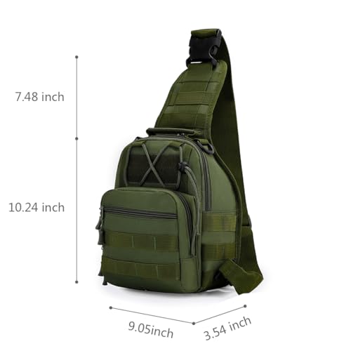 Viriber Tactical Backpack, Waterproof Military Cross-body Molle Sling Shoulder Backpack Chest Bag for Outdoor Every Day Carry Green - color: Green