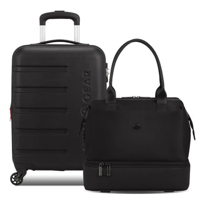 SWISSGEAR Signature Hardside Expandable Carry-On Spinner & Mini Weekender Tote Set, ABS Construction, TSA-Friendly Lock, Black, 2-Piece Set (19-Inch/Mini Weekender Tote) - color: Black, size: 2-Piece Set (Mini Weekender/19")