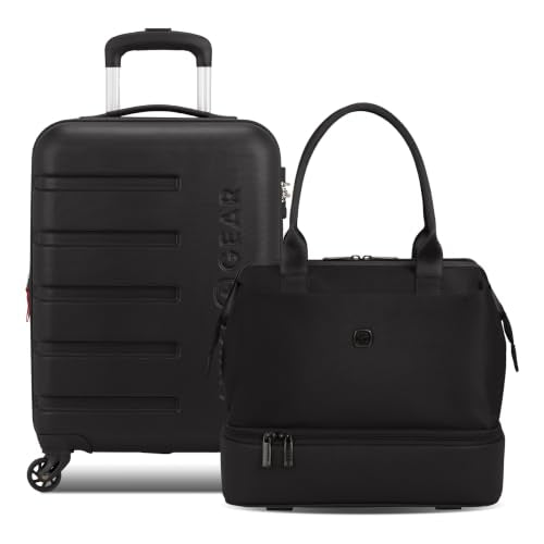 SWISSGEAR Signature Hardside Expandable Carry-On Spinner & Mini Weekender Tote Set, ABS Construction, TSA-Friendly Lock, Black, 2-Piece Set (19-Inch/Mini Weekender Tote) - color: Black, size: 2-Piece Set (Mini Weekender/19")