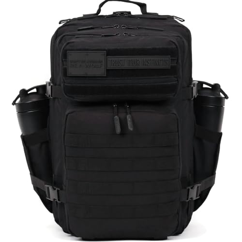 WOLFpak 45L Tactical Gym Backpack (Nightshade Edition) Durable 1000D Waterproof Oxford Material with MOLLE Webbing, Laptop Pocket & Dual Cup Holders, Durable Fitness/Travel/Military Daypack - color: Nightshade Edition