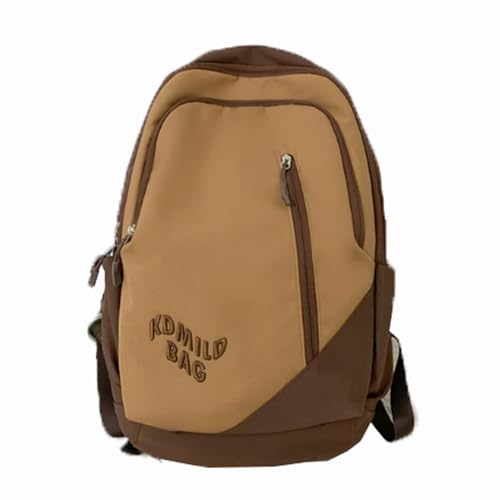 book bag Sporty Backpack With Laptop Compartment Integrated Water Bottle Pocket For Travel School waterproof(Khaki) - color: Khaki