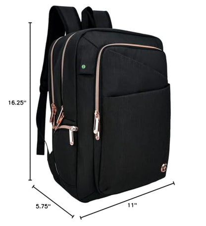 Swissdigital Design Business Laptop Backpack For Women,With USB Charging Port Computer Work Backpack,Fits 15.6 Inch Laptop Compact Travel Casual Backpack,Black | SD1006-01 - color: Black