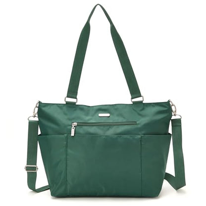 Baggallini Essential Laptop Tote - Work Tote Bag with Laptop Sleeve - Lightweight Travel Crossbody Shoulder Bag for Women - color: Pine