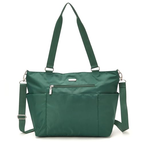Baggallini Essential Laptop Tote - Work Tote Bag with Laptop Sleeve - Lightweight Travel Crossbody Shoulder Bag for Women - color: Pine
