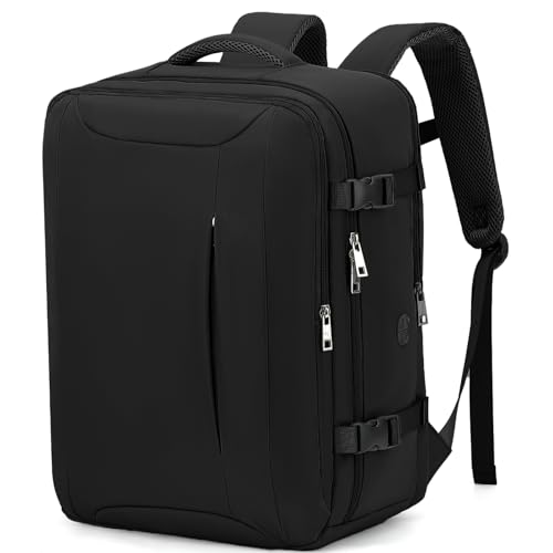 Travel Backpack, Carry On Backpack Airline Approved, 18x14x8 Travel Bag, 30L Personal Item Bag for Women and Men, Water Resistant Lightweight Weekender Bag, Casual Daypack for Business - color: Black
