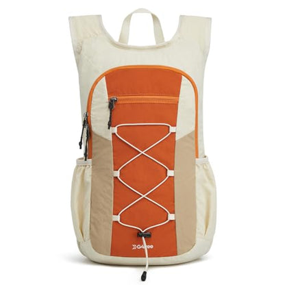 G4Free 20L Hiking Backpack Lightweight Daypack with Phone Pocket Small Packable Foldable Hiking Bag for Women Men, Orange+Beige - color: Orange+beige