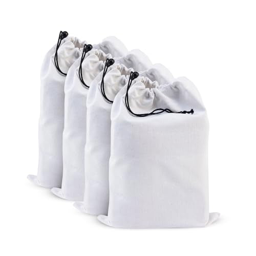 LFH Cotton Rich Shoe Storage Bags with Drawstring, Dustproof Breathable Reusable Organizer, Perfect For Travel, Dorm, Hotel, College, Gym, Easy to Carry, Machine Washable 12"x17" (Pack of 4) - White - color: White, size: 12"x17" (Pack of 4)