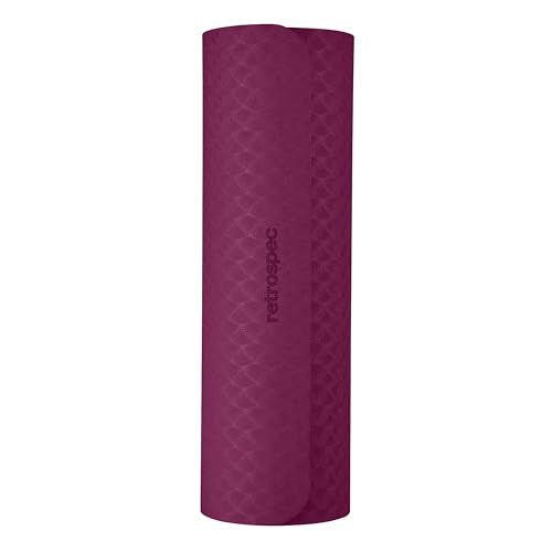 Retrospec Zuma Yoga Mat | 1/2 Inch Thick Non Slip Workout Mat | TPE Exercise Mat for Yoga, Pilates & Stretching | 72x24in - color: Boysenberry