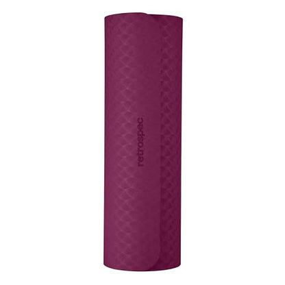 Retrospec Zuma Yoga Mat | 1/2 Inch Thick Non Slip Workout Mat | TPE Exercise Mat for Yoga, Pilates & Stretching | 72x24in - color: Boysenberry