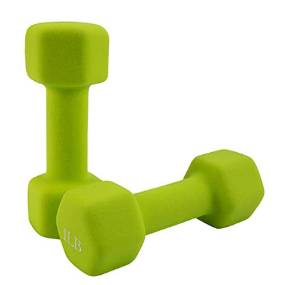 Saorzon Dumbbells Set of 2 Exercise Fitness Dumbbell for Home Gym Free Weights Hand Hex Dumb Bells - color: Green, style: 1 Pounds,Pair