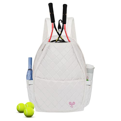 YEEGO DIRECT Tennis Bags for Women, Tennis Backpack Pickleball Racket Bags,Water-Resistant Sling Tote Padel Bag for Pickleball Tennis Badminton, Cute Gifts for Women Girl, Duffle Bag Gym Travel - color: White