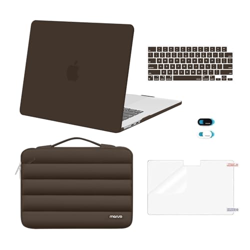 MOSISO Compatible with MacBook Air 15 inch Case M5 2026 M4 2025 M3 2024 M2 2023 A3448 A3241 A3114 A2941, Plastic Hard Shell Case&Puffy Sleeve Bag&Keyboard Skin&Webcam Cover&Screen Film, Beige Brown - color: Beige Brown