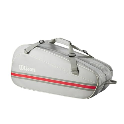 WILSON 2025 Team Tennis Racket Bags - color: Oats/Red, size: Holds up to 6 Rackets