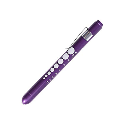 Aokin Medical Pen Light for Nurse Doctor, Reusable LED Medical Penlight Flashlight with Pupil Gauge and Ruler, White Light, Purple - color: Purple