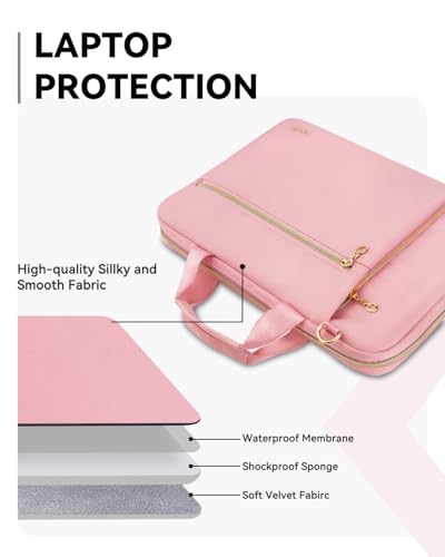 Laptop Case Bag Women Men Computer Sleeve Compatible with MacBook/Dell/HP/Acer/ASUS/LG, Waterproof Shoulder Carrying Briefcase, Pink, 17-17.3 Inch - color: Pink, size: 17.3 inch