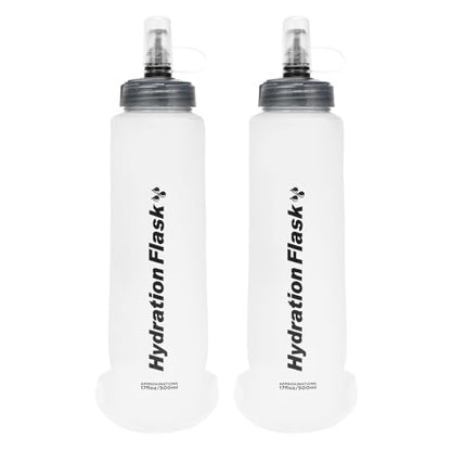 TRIWONDER TPU Collapsible Flask BPA-Free Soft Folding Water Bottles for Hydration Pack - Ideal for Running Hiking Cycling Climbing (500ml/16.9oz - White - Pack of 2) - color: 500ml/16.9oz - Y - White - Pack of 2